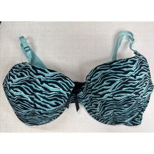 Black Fuchsia By Secret Lace Blue Zebra Print Bra Size 36D